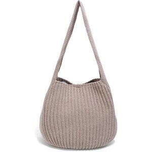 Women's Khaki Shoulder Handbags Crocheted Bags Large Knit Bag Tote Bag
